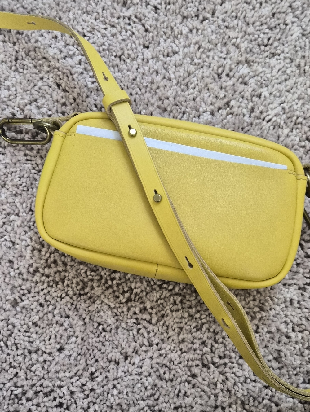 NWT Madewell The Leather Carabiner Mini Crossbody Bag in Guilded Chartreuse - Picture 4 of 5